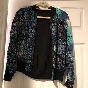 Multicolor Snakeskin Print Bomber Jacket